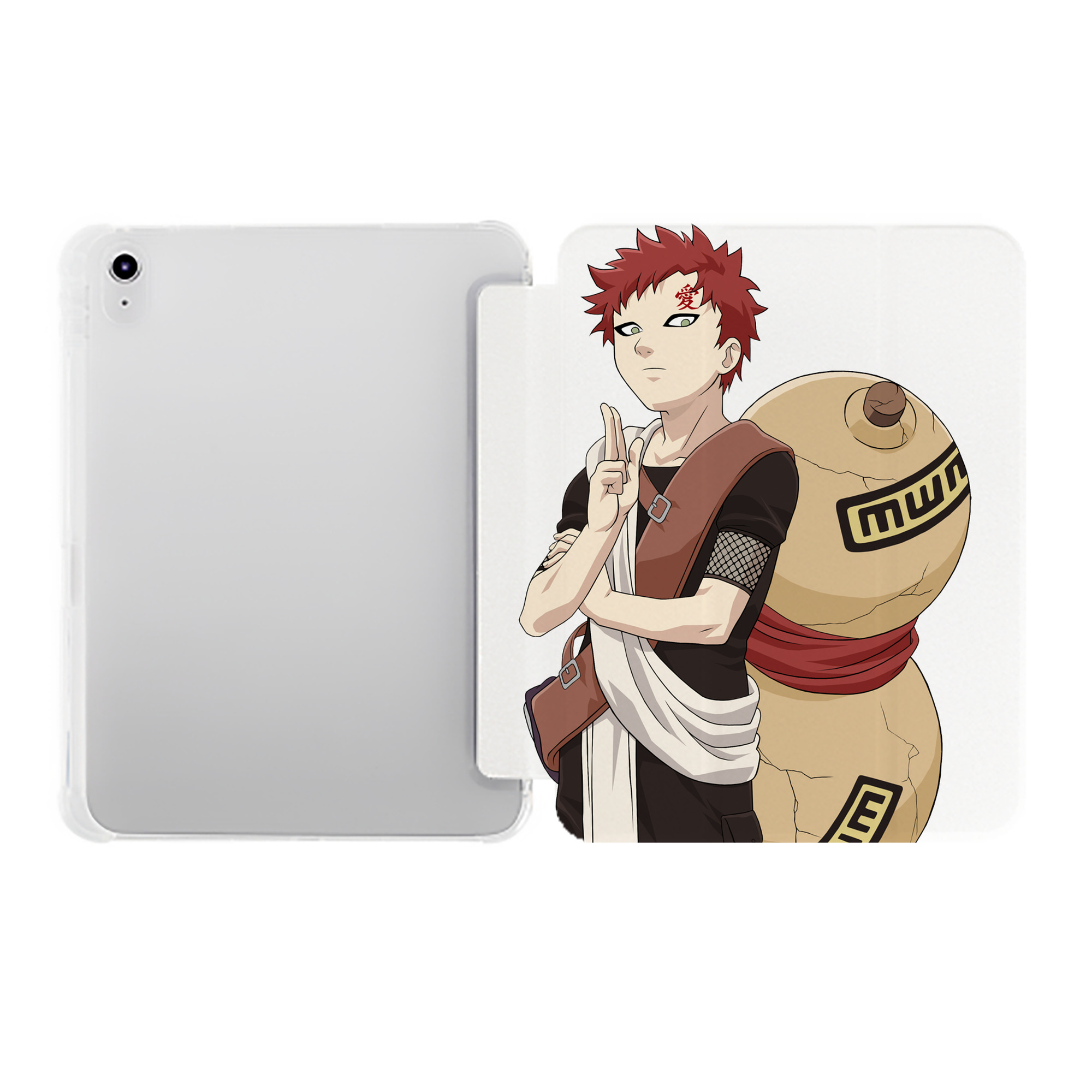 （画像用） NARUTO -ナルト- ガアラ Gaara IPad ケース ペン収納付き 三つ折りスタンド PUレザー×シリコン 対応機種9.5/10.5/10.9インチ